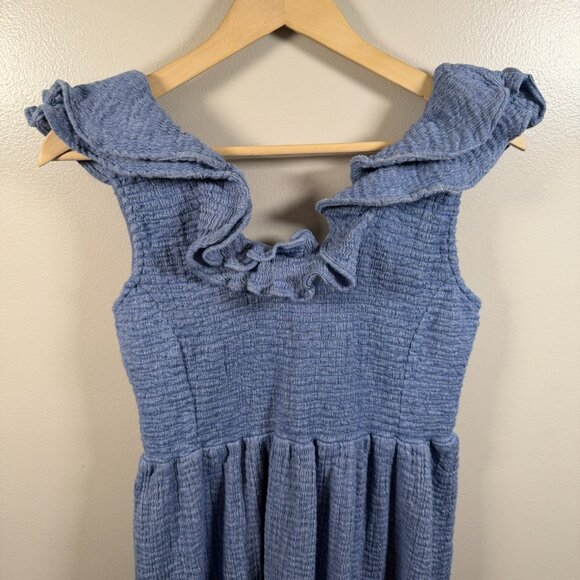 Hatch Maternity Sarah Midi Dress Size 4 XL Blue Ruffle Gauzy Comfy Breezy - Picture 11 of 13